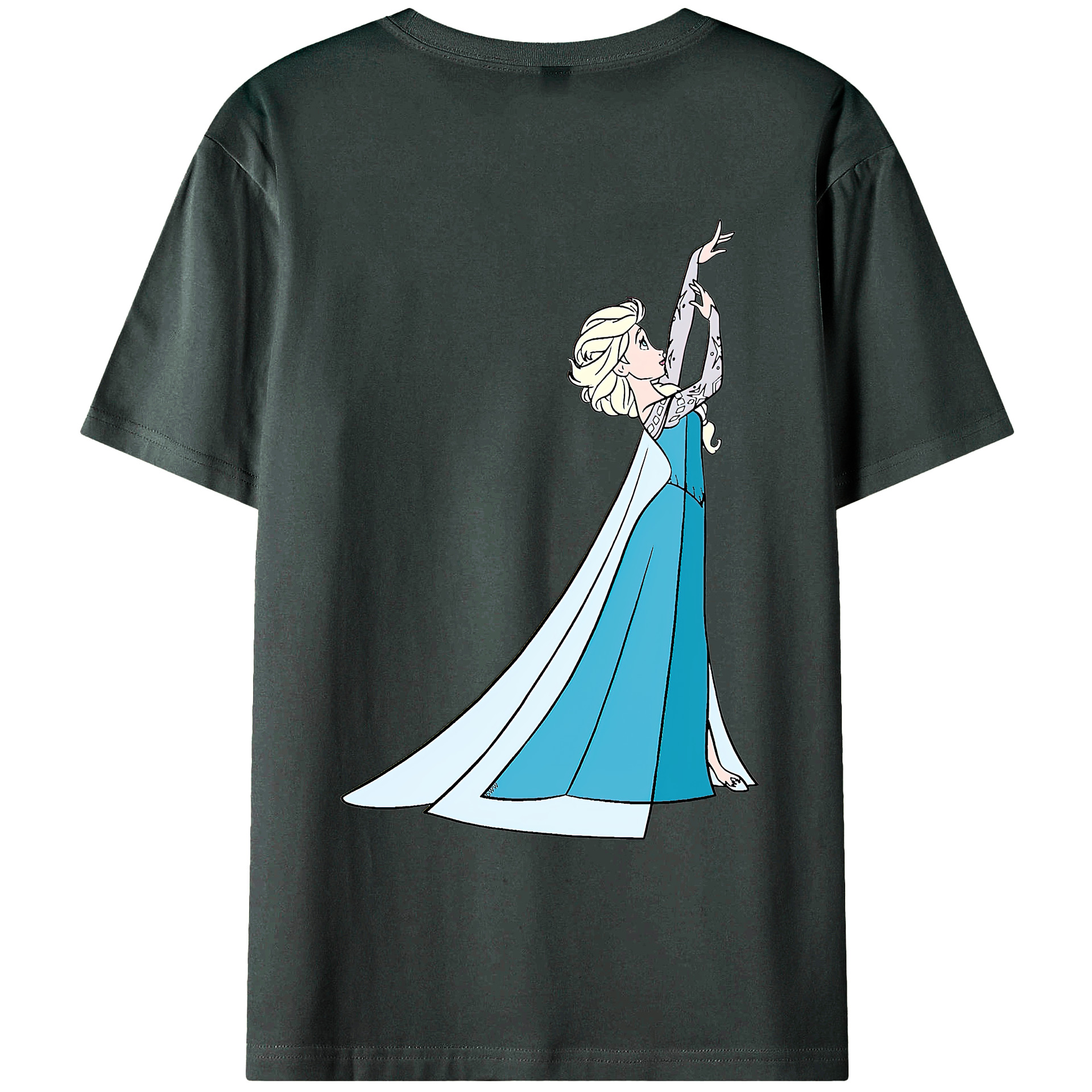 （画像用） アナと雪の女王 アンナ エルサ Frozen Anna Elsa 綿100％ メンズ半袖Tシャツ（バックプリント） 通気性
